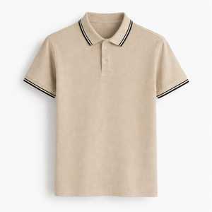 Men's Short Sleeve Polo Shirt With Contrast Trim Regular Fit Casual Pique Cotton T-Shirt - Product Image 1