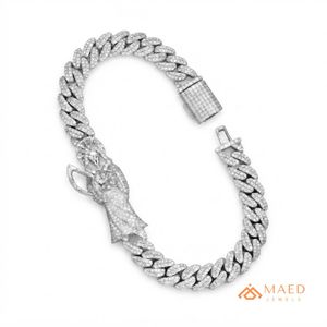 สร้อยข้อมือแบบ Cuban Link ฮิปฮอปสำหรับผู้ชาย เงินแท้ 925 ประดับโมอิสซาไนต์ ชุบเงิน/ทอง/โรสโกลด์ - Product Image 1