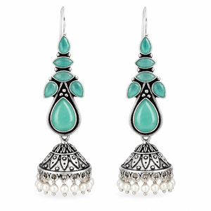 Boucles d'oreilles pendantes en argent oxydé avec pierre verte, tendance, pour femmes, commande en gros, stock disponible, livraison rapide - Product Image 6