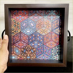 Textile Printed Tone Design Available <b>Square</b> Wooden Serving Trays for <b>Dinning</b> <b>Table</b> Home and Office Multipurpose Available - Product Image 3