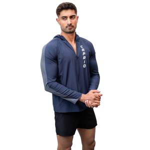 Veste de sport personnalisée pour homme, hiver, décontractée, unie, légère, à capuche, entièrement zippée, en polyester, performance, course à pied, entraînement en salle de sport, OEM ODM - Product Image 2