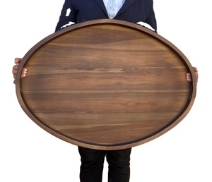Plateau de petit déjeuner décoratif en bois pour café et thé Plateau de service en bois d'acacia avec poignées - Product Image 1