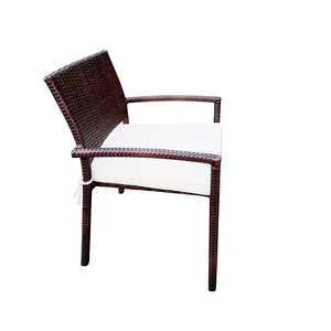 Modern Style PE Rattan <b>Stackable</b> <b>Dining</b> <b>Chairs</b> Garden Outdoor Water Resistant Fabric Cushion Aluminum Frame Park Furniture - Product Image 1