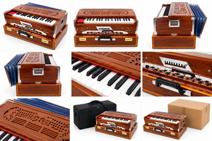 BINA 9 Harmonium de Madera con Cambiador de Escala, 37 Teclas, Triple Lengüeta, Instrumento Musical Tradicional Indio de Bomba Manual para Actuaciones en Escenario - Product Image 5