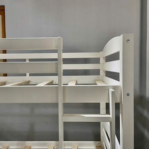 Lit superposé minimaliste personnalisable blanc et expresso, meubles de chambre à coucher en bois sur mesure pour enfants - Product Image 6
