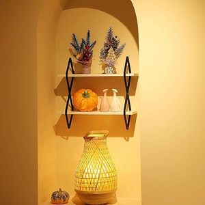 Modern Floating Plant Fiber <b>Storage</b> Boxes <b>Bins</b> Metal Frame Geometric Design Three-Layer Durable Wall Mounted for Bathroom Home - Product Image 4