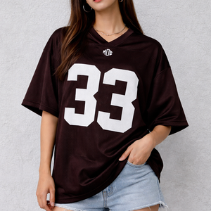 Jersey de Fútbol Americano Personalizado, Unisex, Talla Grande, Color Marrón, Malla, Cuello en V, Corte Holgado, Poliéster, Ropa Deportiva de Equipo, Producción OEM al por Mayor, Hecho en EE. UU. - Product Image 1