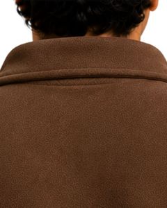 Brown Men Oversized Quarter Zip Sweatshirt Pullover Fleece Cotton Polyester Casual Winter Sweatshirt With <b>Stand</b> Collar Zip Neck - Product Image 4