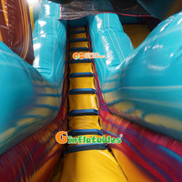 Toboggan aquatique gonflable coloré sur le thème de la musique avec piscine à jets d'eau, toboggan gonflable arc-en-ciel pour location événementielle