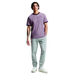 T-shirt à manches courtes pour homme avec bordure foncée, coupe classique, jersey décontracté en coton, col rond, couleur unie - Product Image 1