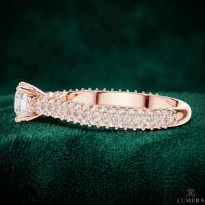 Anillo de Moissanita de Corte Redondo en Oro Rosa de 9K, 10K, 14K y 18K, Certificado IGI, con Micropavé, para Compromiso o Boda, para Mujer - Product Image 2