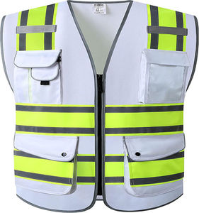 Chaleco de Seguridad Blanco de Alta Visibilidad con Franjas Reflectantes, Ropa de Trabajo Unisex para Construcción en Exteriores, Cómodo, Servicio OEM - Product Image 6