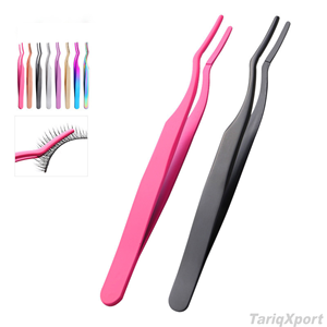 Pince à épiler professionnelle pour extensions de cils DIY, en acier inoxydable, durable, avec poignée confortable, outil de précision pour les cils - Product Image 2