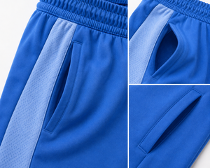 Men's Blue Quick Dry Elastic Waist <b>Shorts</b> Solid Color Sporty Style with Pockets <b>Woven</b> Polyester Fabric - Product Image 4