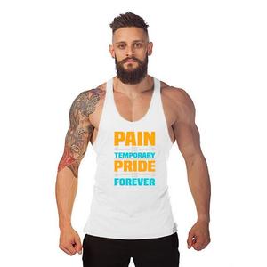 Camiseta sin mangas gris para hombre con estampado de "El dolor es temporal, el orgullo es eterno", cuello en V, sin mangas, ropa informal para hacer ejercicio - Product Image 2