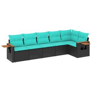 Ensemble de canapés de patio noir et bleu pour la collection de meubles de jardin d'extérieur - Product Image 2