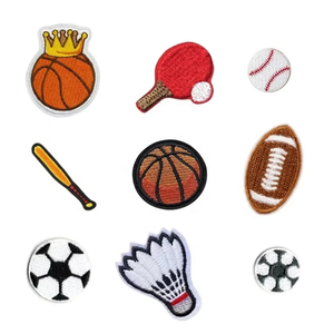 Adult Unisex Sports Embroidered Patches Basketball Baseball Football Design Circular Oval Shape Orange White <b>Brown</b> Red Color - Product Image 5