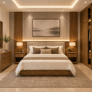Mesa de Noche Moderna Premium Solano de Madera de Teca Sólida con un Cajón y Estante Abierto, Muebles de Madera para Dormitorio, para Uso en Hoteles - Product Image 6