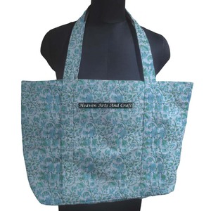 Main Bloc Imprimer Coton Toile Épaule Sac Fourre-Tout Grand Indien Weekender À La Main Lavable Weekender Sac Fourre-Tout - Product Image 1