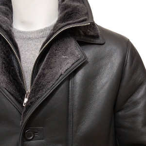 เสื้อแจ็คเก็ตหนังแท้สีดำคุณภาพสูงสำหรับผู้ชาย กันน้ำ ระบายอากาศ กันลม แฟชั่นฤดูหนาว - Product Image 4