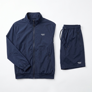 Conjunto Deportivo de 2 Piezas para Hombre, Color Azul Marino, Chaqueta y Pantalones Cortos de Poliéster de Secado Rápido, Ropa Deportiva de Primavera - Product Image 5