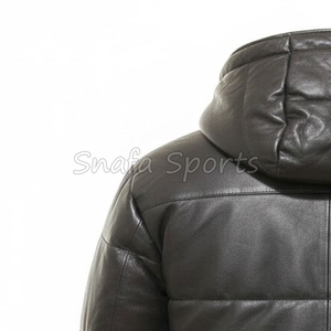 Custom Men's Fashion Calf Skin Leather Bomber leather Jacket Waterproof Streetwear Black Finished Processing Jackets For Sale - Product Image 6