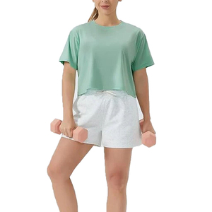 T-shirt court à col rond pour femme, coupe ajustée, en coton/fibre de bambou, de haute qualité, style hip-hop, séchage rapide, respirant, adapté à tous - Product Image 6