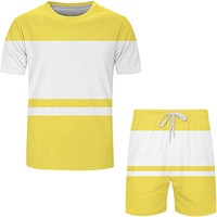 Conjunto de 2 Piezas para Hombre, Verano, Camiseta y Pantalones Cortos Casuales, Manga Corta, 100% Algodón, Felpa Transpirable, 200gsm, Estilo Urbano, Digital