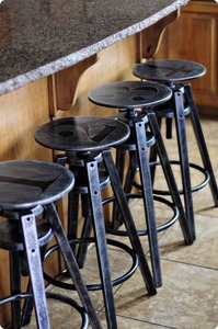 Tabourets de bar industriels en bois avec base métallique, hauteur réglable, sièges modernes pour comptoir de cuisine, mobilier de maison - Product Image 4