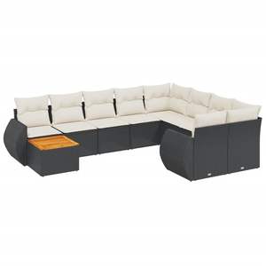Conjunto de Sofás de Jardín en Negro y Blanco Crema para Muebles de Patio - Product Image 2