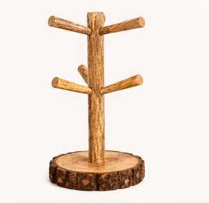 Wholesale Rustic Wooden Mug <b>Tree</b> <b>Stand</b> with Live Edge Bark Base Eco Friendly Coffee Cup Storage Rack Countertop Organizer Coffee - Product Image 5