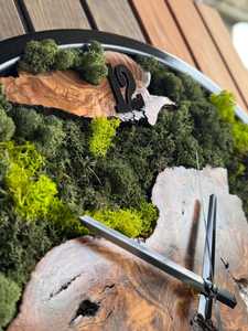 Wild Forest Moss Wall <b>Clock</b> Handmade Rustic Wooden Nature Inspired Luxury Green Artistic Modern Round Analog Quartz Home Decor - Product Image 3