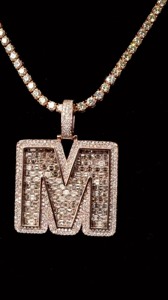 Pendentif Lettre Entièrement Sertie de Diamants de Laboratoire pour Femme, Bijoux Hip Hop Tendance, Plaqué Or Rose et Rhodium, Jay Balaji Diamonds India - Product Image 6