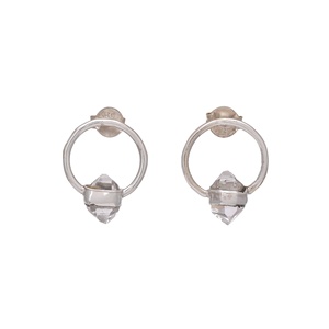 Natural Herkimer Diamond Quartz 925 Sterling Silver <b>Stud</b> <b>Earrings</b> Handmade Raw <b>Crystal</b> Drop <b>Earrings</b> - Product Image 1