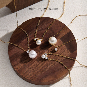 Collier pendentif en perles dorées, collier à chaînes superposées, perles blanches et fermoir en cristal, bijoux pour femmes - Product Image 3