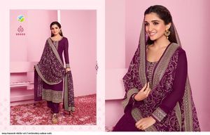 Salwar Kameez Bordado Color Granate para Mujer, Traje Tradicional Indio Pakistaní - Product Image 2