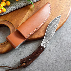 Stainless Steel Industrial Grade Pocket <b>Knife</b> with Wood Handle and Leather Sheath OEM Customizable with best cheap quality - Product Image 6