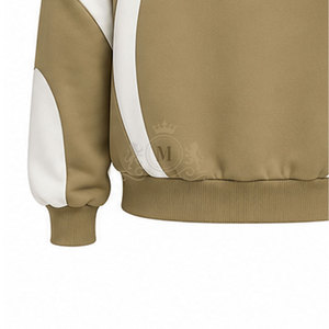 Custom Logo Khaki White Color Blocking Tracksuit 100% Set Full <b>Zip</b> <b>Hooded</b> 450 Gsm Sweatshirt Pants - Product Image 5