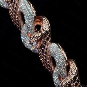 Chaîne serpent cubaine hip-hop glacée 22 mm la plus vendue, en argent sterling 925 plaqué or, avec moissanite taille brillant VVS1 de haute qualité - Product Image 2