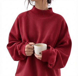 เสื้อพูลโอเวอร์คอเต่าทรงหลวมสำหรับผู้หญิง ผลิตตามสั่ง เนื้อผ้าฟลีซหนานุ่ม สวมใส่สบาย เหมาะสำหรับแฟชั่นฤดูหนาวและสตรีทแฟชั่น - Product Image 1