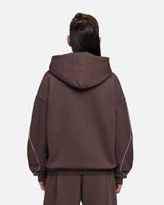 Sudaderas con capucha extragrandes personalizadas para mujer y sudaderas con capucha con ribetes en contraste, sudaderas con capucha casuales con cremallera de forro polar, sudaderas con capucha de invierno OEM para mujer - Product Image 2