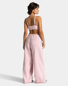 Premium Quality Winter Painted Women's Mid Waist <b>Elastic</b> Sweatpants <b>Lace</b> Cotton Terry Fabric Custom Logo Private Label - Product Image 2