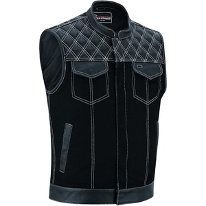 Custom <b>Men's</b> Genuine <b>Leather</b> Motorcycle Club <b>Vest</b> Quilted Biker Riding Waistcoat Premium Cowhide <b>Leather</b> Zip <b>Vest</b> - Product Image 1