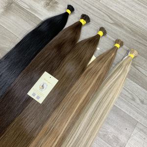 Drop Shipping Double Drawn Keratin Bond I Tip Extensions de cheveux humains russes droits naturels - Product Image 3