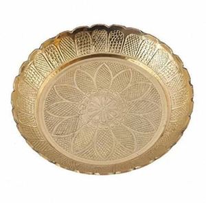 High Quality Classic Floral Embossed Brass Puja Thali for <b>Home</b> <b>Temple</b> At Affordable Price By Manufacturer - Product Image 3