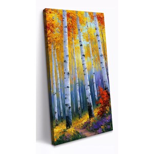 Impresión Artística de Bosque de Abedules Otoñal en Acrílico, Pintura de Paisaje Tradicional Hecha a Mano, Venta al Por Mayor - Product Image 3