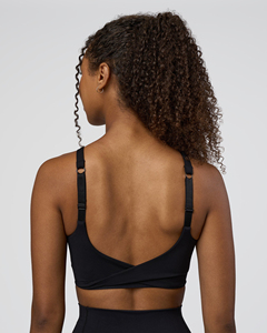 Soutien-gorge de sport sans couture noir pour femme, col halter, maintien moyen, haut de yoga et de fitness, couleur unie - Product Image 5