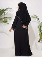 Abaya noire pour femme, longue, coupe ample, manches longues, brodée, tenue quotidienne modeste, style Moyen-Orient, belle robe élégante