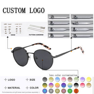 Custom Logo Round Metal Frame Sunglasses Polarized TAC Lens Unisex Fashion <b>Eyewear</b> for Outdoor Travel - Product Image 2