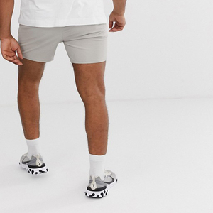 Shorts Bermuda gris uni pour homme, taille mi-haute, élastique, confortable, décontracté - Product Image 4